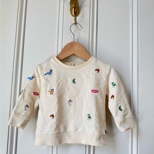 OEUF Cream Kids Shirt with Colorful Embroidery like new